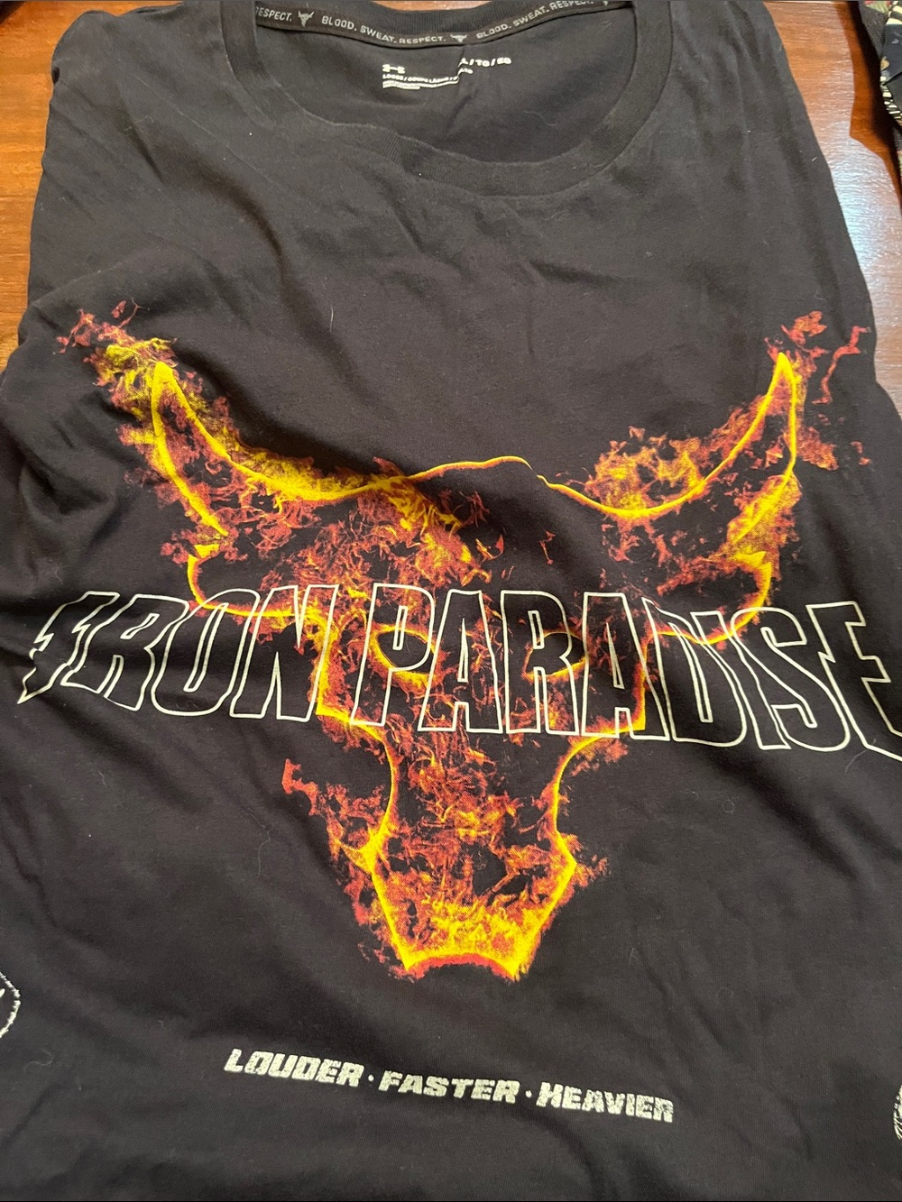 Under Armour Black Tee with Fiery Bull Graphic